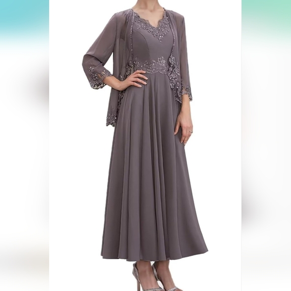 NWT Mother Of The Bride Dress Stormy Blue (BLUE GRAY) - Picture 6 of 6